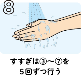 8 すすぎは③〜⑦を5回ずつ行う